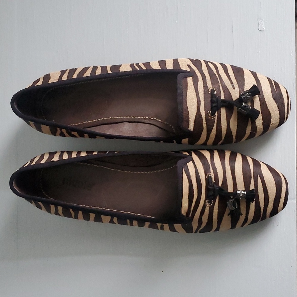Nicole Heart Animal Pattern Tassel Flats, 7.5M